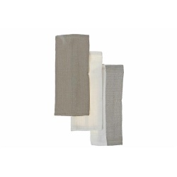 Dish Towel Set Of 3 Pcs Block Print  Oxford Tan 12 X 12"