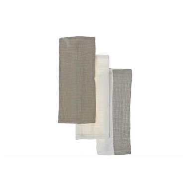 Dish Towel Set Of 3 Pcs Block Print  Oxford Tan 12 X 12