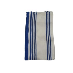 Terry Kitchen Towel 16x28" White w/Navy Blue Stripe"