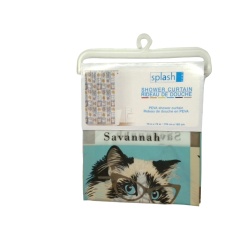 PEVA Shower Curtain Cats & Glasses Grey 70 x 72" Splash Home"