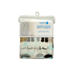 PEVA Shower Curtain Minou Pitou Blue 70 x 72" Splash Home"