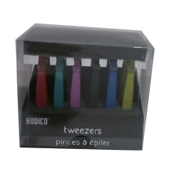 Tweezers w/Eva Coating ,6 colors,24 display Bodico