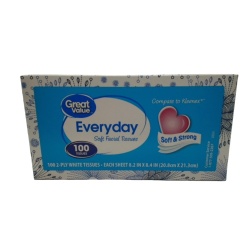 Facial Tissues 2 Ply 100 Tissues Great Value Everyday