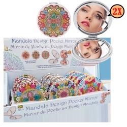 Pocket mirror mandala prints - small and portable 2X magnification - double sided