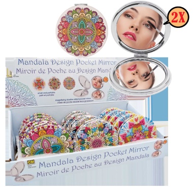 Pocket mirror mandala prints - small and portable 2X magnification - double sided