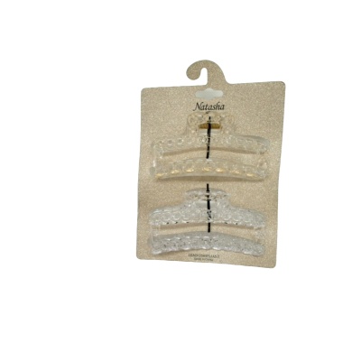 Hair Clips 2pk. Groumette Detail Clear/Champagne Natasha