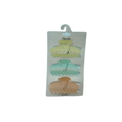 Hair Clips 3pk. Matte Translucent Yellow/Mint/Peach Natasha