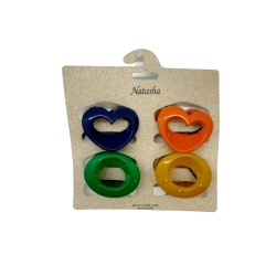 Hair Clips 4pk. Hearts & Hugs Ass't Colours Natasha