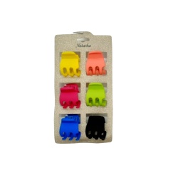 Hair Clips 6pk. Mini Claw Ass't Colours Natasha
