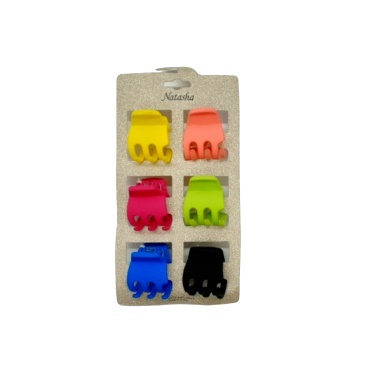 Hair Clips 6pk. Mini Claw Ass't Colours Natasha