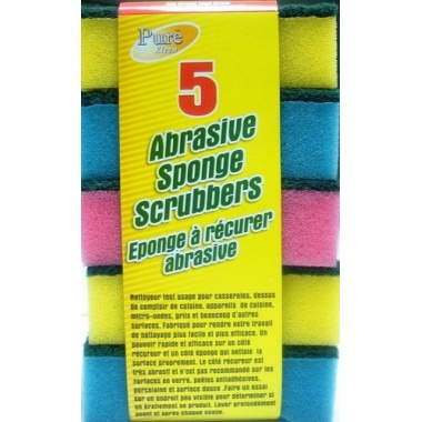 Sponge abrasive scrubbers 5 pack Assorted colours