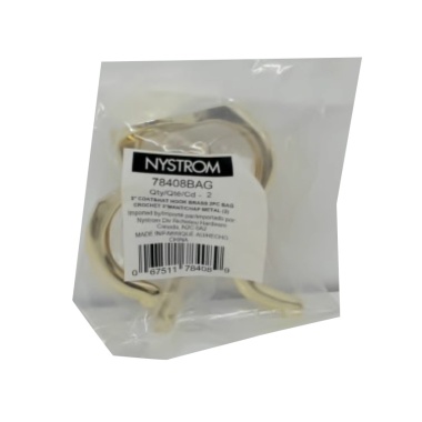 3 Coat & Hat Hook 2pc. Brass Nystrom