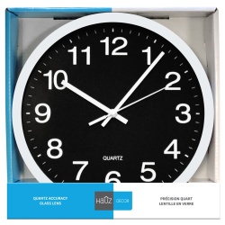 Hauz | Round 12 wall clock black with white pointers and numbers"