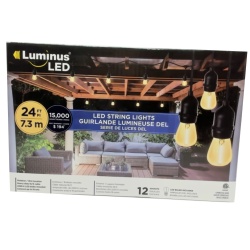 Luminus String lights 24 feet 7.3m LED 2200K 12 bulbs (endcap)