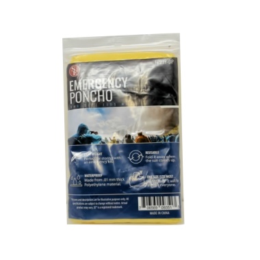 Emergency Poncho One Size Yellow Polyethylene