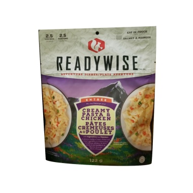 Wise company camping food - creamy pasta with chicken 122g makes 2.5 servings