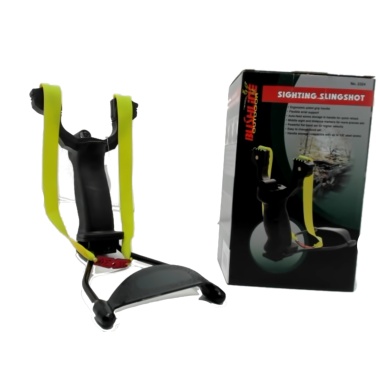 Sighting slingshot with auto feed ammo storage