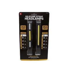 Silicone Strap Headlamps 2pk. COB 350 Lumen 4 Stages
