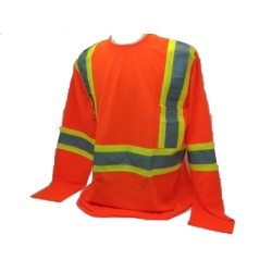 Work Shirt Long Sleeve XL Hi Viz Orange Polyester