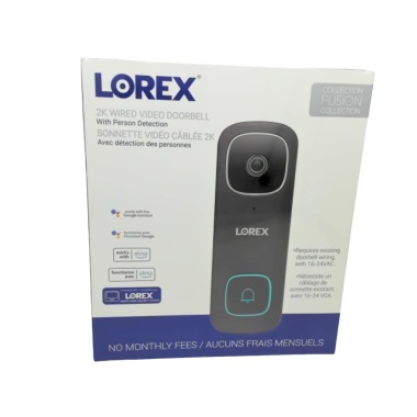 Lorex wifi video doorbell 2K wired with person detection - night light google/alexa