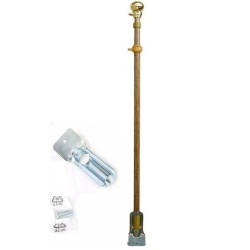 Flag pole 43-72 inch wood look aluminum pole with mounting hardware