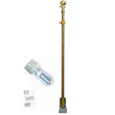 Flag pole 43-72 inch wood look aluminum pole with mounting hardware