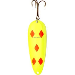Lucky Strike B1400-68 Devil Bait Spoon- 2.5 Chartreuse&Red Diamonds"