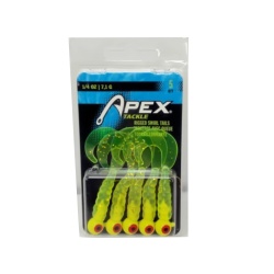 Rigged Swirl Tails 5pk. 1/4oz. Chartreuse Glitter Apex Tackle