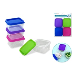 Craft/Bead Storage: 2.4x2.2"x1.6" Rect Containers w/Lids 4pk"