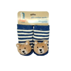 3D Rattler Baby Socks Bear Full Cushioned 0-12 Months IQ Kids (Or 3/$9.99)