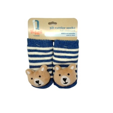 3D Rattler Baby Socks Bear Full Cushioned 0-12 Months IQ Kids (Or 3/$9.99)