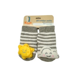 3D Rattler Baby Socks Sun/Cloud Full Cushioned 0-12 Months IQ Kids (Or 3/$9.99)