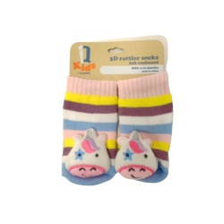 3D Rattler Baby Socks Unicorn Full Cushioned 0-12 Months IQ Kids (Or 3/$9.99)