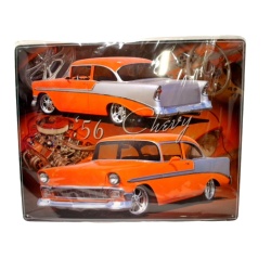 Metal Sign 12 X 15" 1956 Orange Chevy"