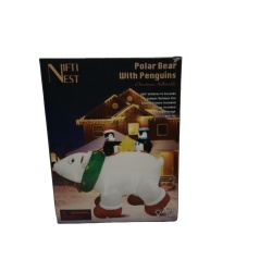 Christmas Inflatable 6' Polar Bear w/Penguins Nifti Nest (display)