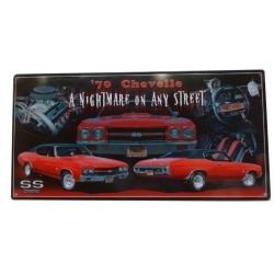 Metal Sign 19 x 9" '70 Chevelle "a Nightmare On Any Street""
