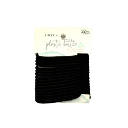 Hair Elastics 32pk. Black Recycled Material Scunci