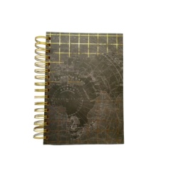 Journal Hardcover Spiral Bound Grid Map Design 250pg.
