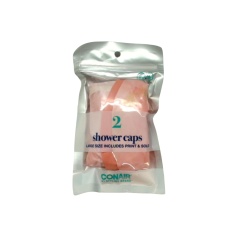 Shower Caps 2pk. Large Size Print & Solid Conair