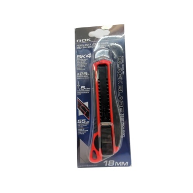 Utility knife heavy duty 18mm black blade SK4 55lb locking force