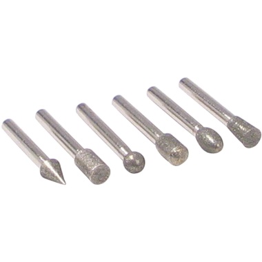 Diamond piont set 6pc 1/4 shank for use on ceramic, glass, jade, steel to engrave, carve, finish