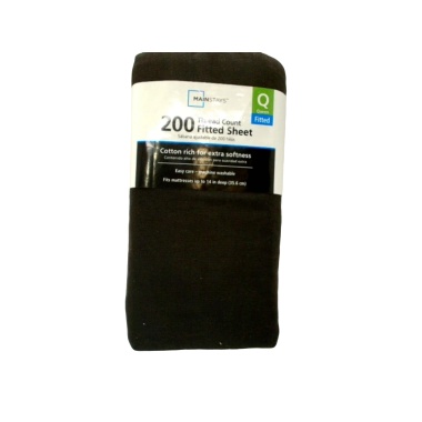 200 Thread Count Fitted Sheet Black Queen Size Mainstays