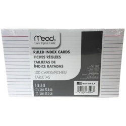Mead Index Cards 100pk 5 X 8" Ruled"