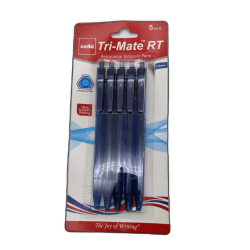 Retractable Ballpoint Pens 5pk. Blue 1.00mm Tri-mate Rt