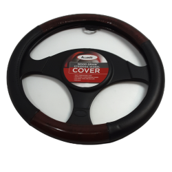 Wood Grain Steering Wheel Cover Faux Wood & Black Allison