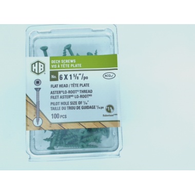Deck Screws 6 x 1-5/8 100pcs. Green Flat Head