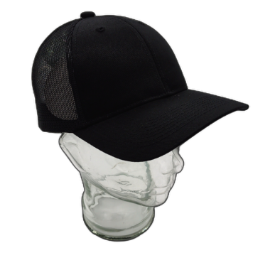 Ballcap Plain Black Mesh Back Adjustable