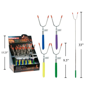 Bbq Telescopic Fork, 4 Colours. Assorted Extends From 9.5 To 33