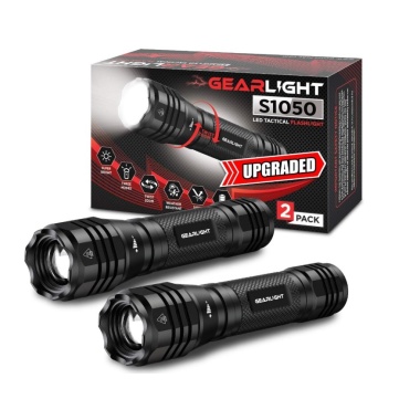 LED Flashlight 2 Pack Zoomable Gearlight