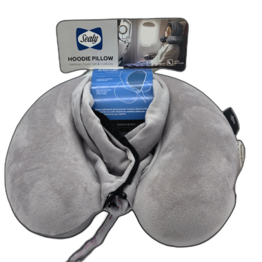 Sealy Hoodie Pillow Memory Foam Neck Cushion W/washable Cover Universal Size